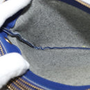 CELINE Trio Shoulder Bag Leather Blue Gold Auth EC863-19