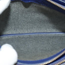 CELINE Trio Shoulder Bag Leather Blue Gold Auth EC863-21