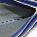 CELINE Trio Shoulder Bag Leather Blue Gold Auth EC863-22