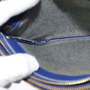 CELINE Trio Shoulder Bag Leather Blue Gold Auth EC863-23