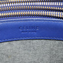 CELINE Trio Shoulder Bag Leather Blue Gold Auth EC863-24