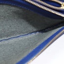 CELINE Trio Shoulder Bag Leather Blue Gold Auth EC863-26