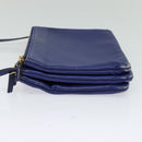 CELINE Trio Shoulder Bag Leather Blue Gold Auth EC863-3