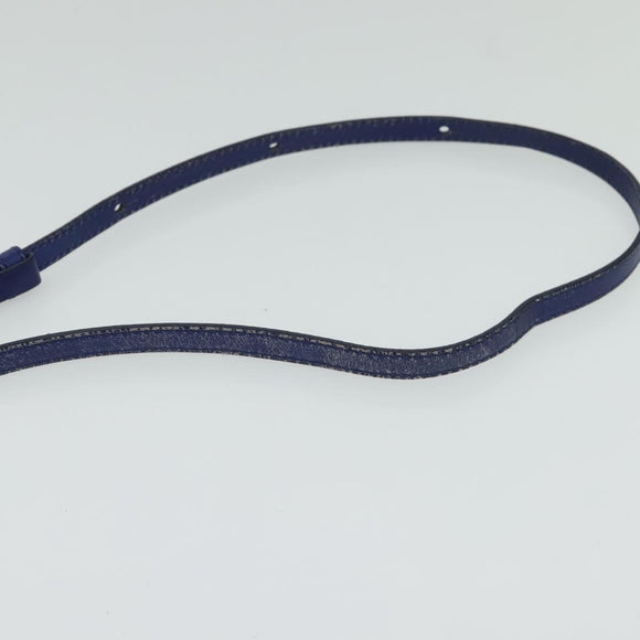 CELINE Trio Shoulder Bag Leather Blue Gold Auth EC863