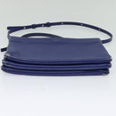 CELINE Trio Shoulder Bag Leather Blue Gold Auth EC863-5