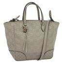 GUCCI GG Canvas Guccissima Hand Bag Leather Gray Gold 353121 Auth EC864-1