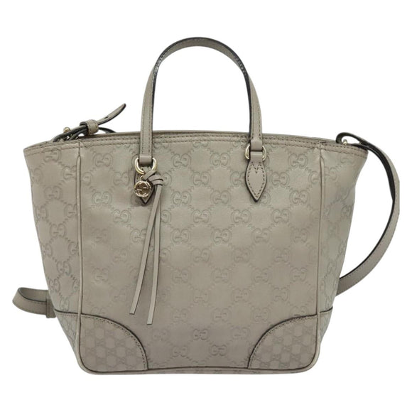 GUCCI GG Canvas Guccissima Hand Bag Leather Gray Gold 353121 Auth EC864