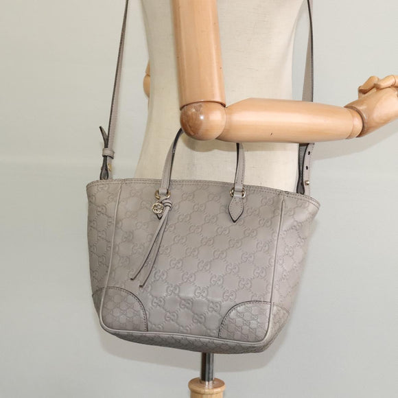 GUCCI GG Canvas Guccissima Hand Bag Leather Gray Gold 353121 Auth EC864