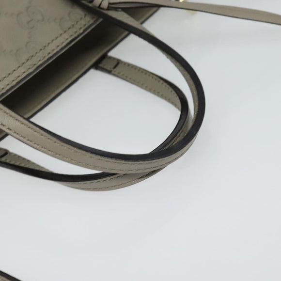GUCCI GG Canvas Guccissima Hand Bag Leather Gray Gold 353121 Auth EC864