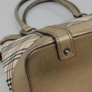 BURBERRY Nova Check Tote Bag Canvas Beige Gold Auth EC868-14