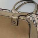 BURBERRY Nova Check Tote Bag Canvas Beige Gold Auth EC868-15