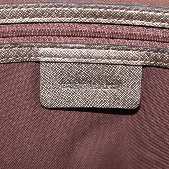 BURBERRY Nova Check Tote Bag Canvas Beige Gold Auth EC868