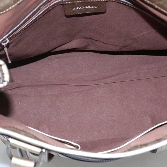 BURBERRY Nova Check Tote Bag Canvas Beige Gold Auth EC868