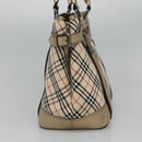 BURBERRY Nova Check Tote Bag Canvas Beige Gold Auth EC868-3