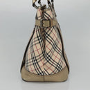 BURBERRY Nova Check Tote Bag Canvas Beige Gold Auth EC868-4