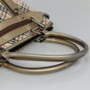 BURBERRY Nova Check Tote Bag Canvas Beige Gold Auth EC868-7