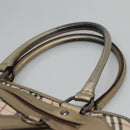 BURBERRY Nova Check Tote Bag Canvas Beige Gold Auth EC868-8