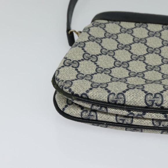 GUCCI GG Supreme Sherry Line Shoulder Bag PVC Navy Gold 904 02 043 Auth EC871