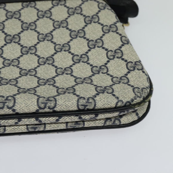 GUCCI GG Supreme Sherry Line Shoulder Bag PVC Navy Gold 904 02 043 Auth EC871