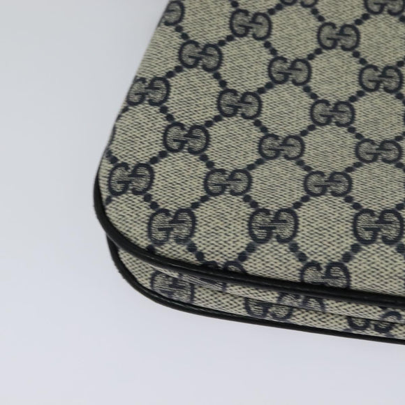 GUCCI GG Supreme Sherry Line Shoulder Bag PVC Navy Gold 904 02 043 Auth EC871