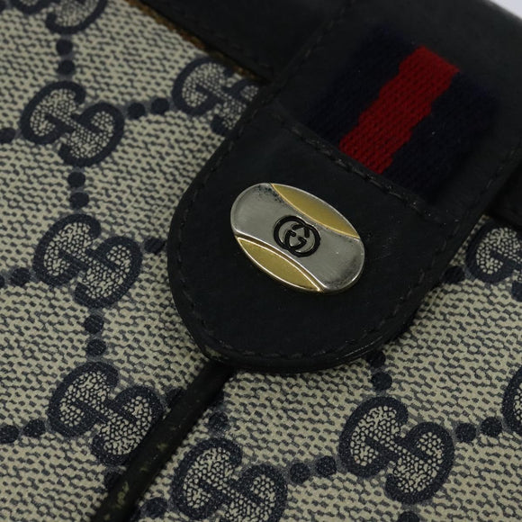 GUCCI GG Supreme Sherry Line Shoulder Bag PVC Navy Gold 904 02 043 Auth EC871