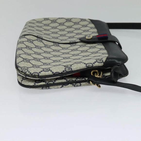 GUCCI GG Supreme Sherry Line Shoulder Bag PVC Navy Gold 904 02 043 Auth EC871