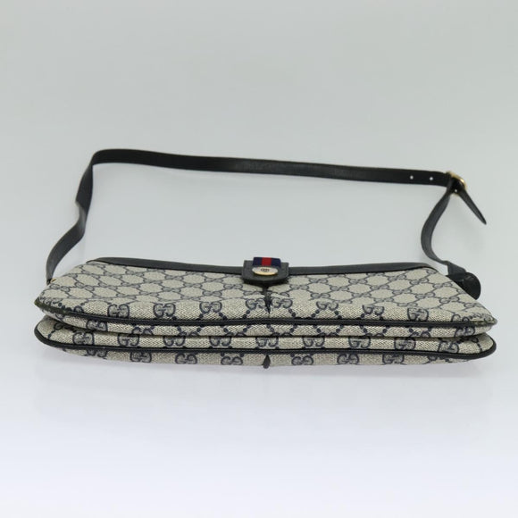 GUCCI GG Supreme Sherry Line Shoulder Bag PVC Navy Gold 904 02 043 Auth EC871