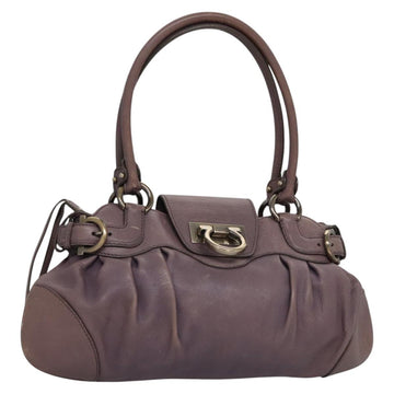 Salvatore Ferragamo Gancini Shoulder Bag Leather Purple Auth EC874