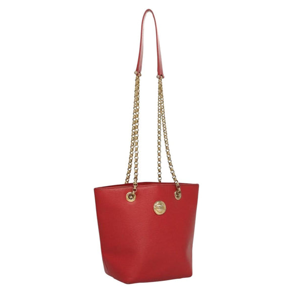 Chloe Chain Shoulder Bag Leather Red Gold Auth EC882
