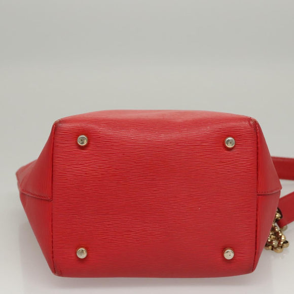 Chloe Chain Shoulder Bag Leather Red Gold Auth EC882