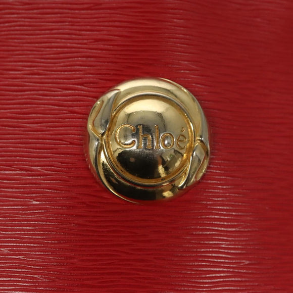 Chloe Chain Shoulder Bag Leather Red Gold Auth EC882