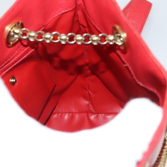 Chloe Chain Shoulder Bag Leather Red Gold Auth EC882