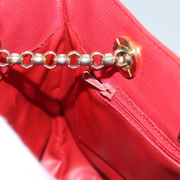 Chloe Chain Shoulder Bag Leather Red Gold Auth EC882