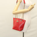 Chloe Chain Shoulder Bag Leather Red Gold Auth EC882-22