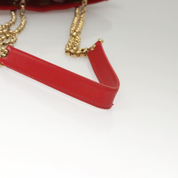 Chloe Chain Shoulder Bag Leather Red Gold Auth EC882