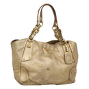 PRADA Tote Bag Leather Gold Tone Auth EC905-1
