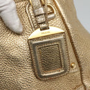 PRADA Tote Bag Leather Gold Tone Auth EC905-17