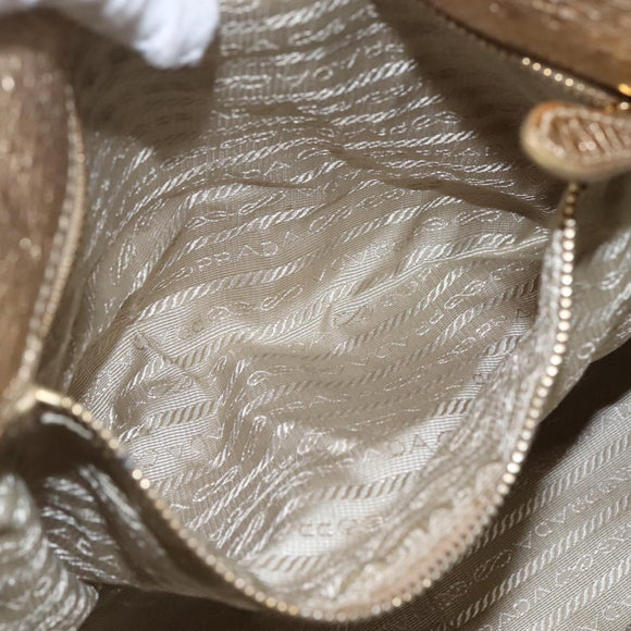 PRADA Tote Bag Leather Gold Tone Auth EC905