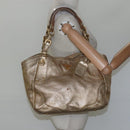 PRADA Tote Bag Leather Gold Tone Auth EC905-23