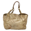 PRADA Tote Bag Leather Gold Tone Auth EC905-2