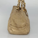 PRADA Tote Bag Leather Gold Tone Auth EC905-3