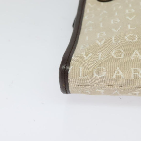 BVLGARI Logo Mania Shoulder Bag Canvas Beige Auth EC908