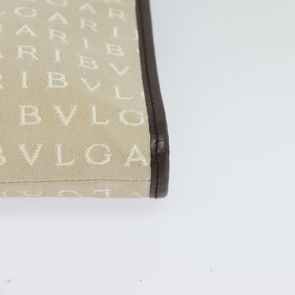 BVLGARI Logo Mania Shoulder Bag Canvas Beige Auth EC908