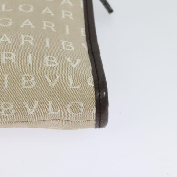 BVLGARI Logo Mania Shoulder Bag Canvas Beige Auth EC908