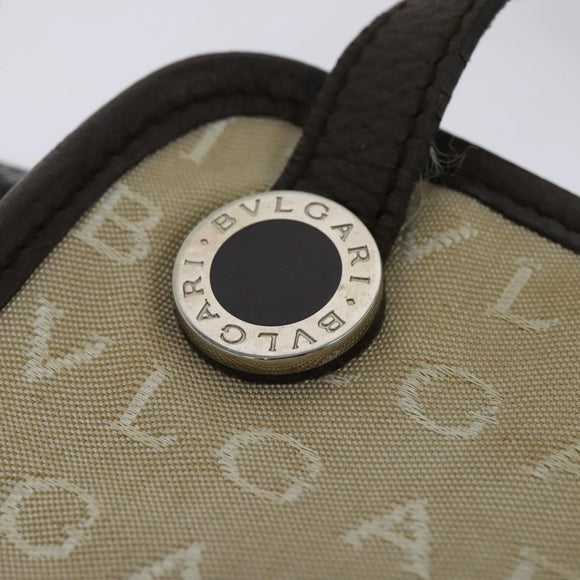 BVLGARI Logo Mania Shoulder Bag Canvas Beige Auth EC908
