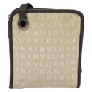 BVLGARI Logo Mania Shoulder Bag Canvas Beige Auth EC908-13