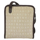 BVLGARI Logo Mania Shoulder Bag Canvas Beige Auth EC908-2