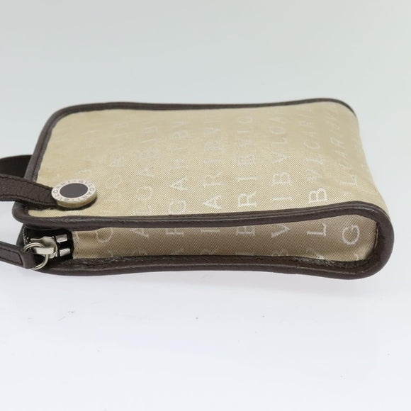 BVLGARI Logo Mania Shoulder Bag Canvas Beige Auth EC908