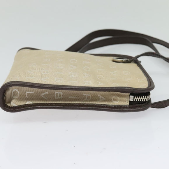 BVLGARI Logo Mania Shoulder Bag Canvas Beige Auth EC908