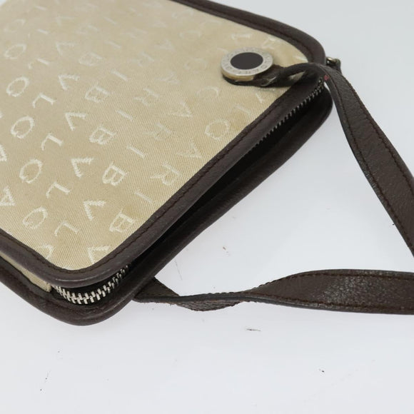 BVLGARI Logo Mania Shoulder Bag Canvas Beige Auth EC908